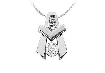 Diamond A Pendant  14K White Gold - 0.90 CT Diamonds