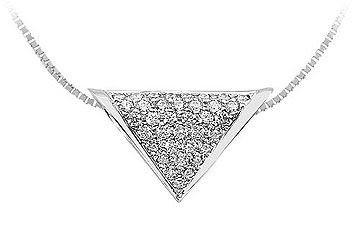 Diamond Triangle Pendant  14K White Gold - 0.75 CT Diamonds