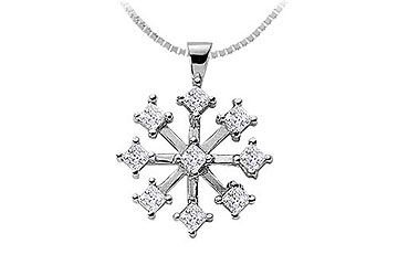 Diamond Flower Pendant  14K White Gold - 1.00 CT Diamonds