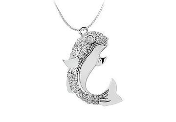 Diamond Fish Pendant  14K White Gold - 0.75 CT Diamonds