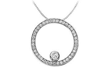 Diamond Circle Pendant  14K White Gold - 0.75 CT Diamonds