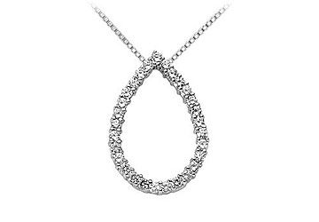 Drop Diamond Pendant  14K White Gold - 0.50 CT Diamonds