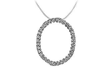 Diamond Oval Pendant  14K White Gold - 0.75 CT Diamonds
