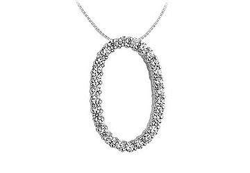 Diamond Oval Pendant  14K White Gold - 0.85 CT Diamonds