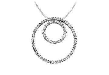 Diamond Circle Pendant  14K White Gold - 1.25 CT Diamonds