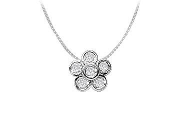 Diamond Flower Pendant  14K White Gold - 0.50 CT Diamonds