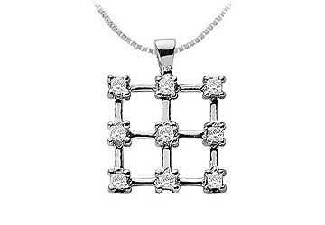 Diamond Square Pendant  14K White Gold - 0.45 CT Diamonds