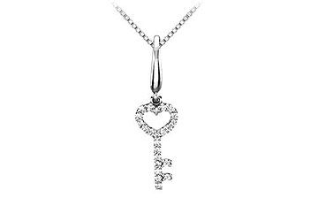 Diamond Petite Key Pendant  14K White Gold - 0.15 CT Diamonds