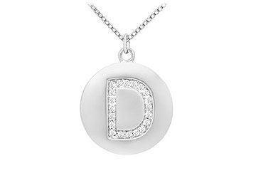 Diamond Initial D Disc Pendant  14K White Gold - 0.33 CT Diamonds
