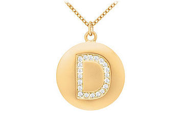 Diamond Initial D Disc Pendant  14K Yellow Gold - 0.33 CT Diamonds