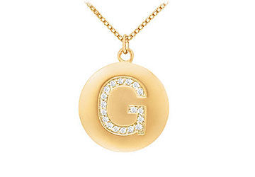 Diamond Initial G Disc Pendant  14K Yellow Gold - 0.33 CT Diamonds