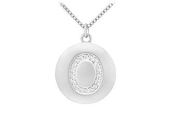 Diamond Initial O Disc Pendant  14K White Gold - 0.33 CT Diamonds