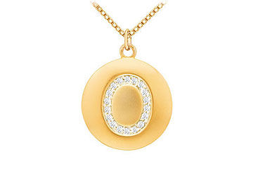 Diamond Initial O Disc Pendant  14K Yellow Gold - 0.33 CT Diamonds