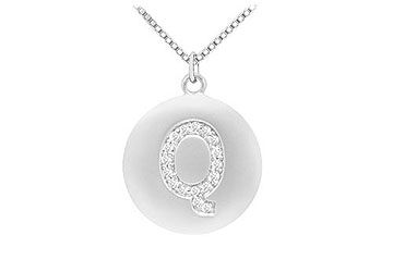 Diamond Initial Q Disc Pendant  14K White Gold - 0.35 CT Diamonds