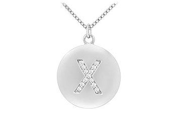 Diamond Initial X Disc Pendant  14K White Gold - 0.25 CT Diamonds
