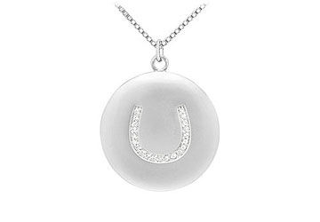 Diamond Horseshoe Pendant  14K White Gold - 0.15 CT Diamonds