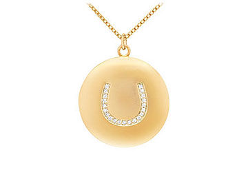 Diamond Horseshoe Pendant  14K Yellow Gold - 0.15 CT Diamonds