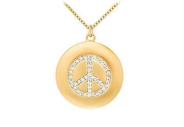 Diamond Peace Pendant  14K Yellow Gold - 0.33 CT Diamonds