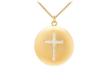 Diamond Cross Pendant  14K Yellow Gold - 0.10 CT Diamonds