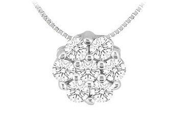 Diamond Flower Pendant  14K White Gold - 0.15 CT Diamonds