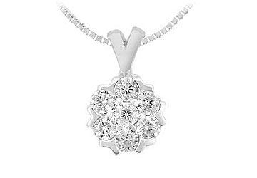 Diamond Flower Pendant  14K White Gold - 0.25 CT Diamonds
