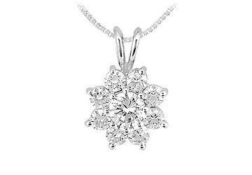 Diamond Flower Pendant  14K White Gold - 0.75 CT Diamonds
