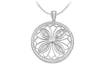 Diamond Circle Pendant  14K White Gold - 0.75 CT Diamonds