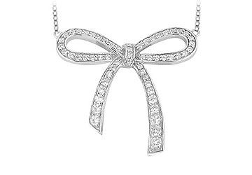 Diamond Bow Pendant  14K White Gold - 0.33 CT Diamonds