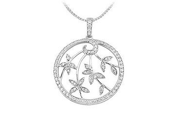 Diamond Circle Pendant  14K White Gold - 0.55 CT Diamonds