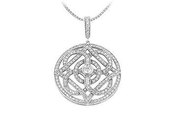 Diamond Circle Pendant  14K White Gold - 1.00 CT Diamonds