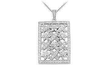 Diamond Pendant  14K White Gold - 1.50 CT Diamonds