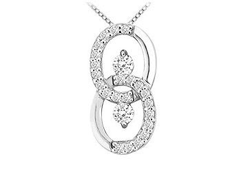 Diamond Circle Pendant  14K White Gold - 0.25 CT Diamonds