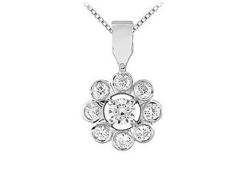 Diamond Flower Pendant  14K White Gold - 0.33 CT Diamonds