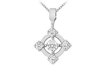 Diamond Circle Pendant  14K White Gold - 0.50 CT Diamonds