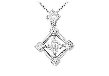 Diamond Square Pendant  14K White Gold - 0.33 CT Diamonds