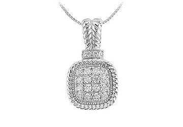Diamond Square Pendant  14K White Gold - 0.50 CT Diamonds