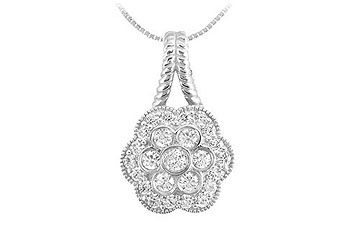 Diamond Flower Pendant  14K White Gold - 0.50 CT Diamonds