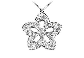 Diamond Flower Pendant  14K White Gold - 1.00 CT Diamonds