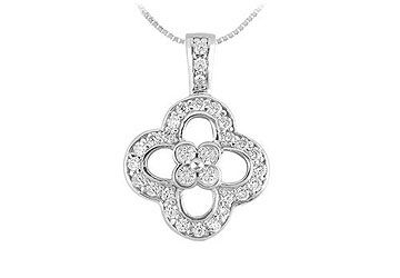 Diamond Flower Pendant  14K White Gold - 0.50 CT Diamonds