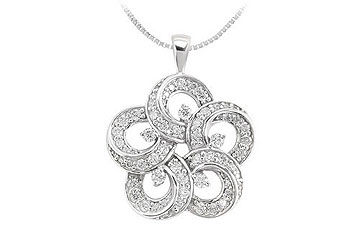 Diamond Flower Pendant  14K White Gold - 0.55 CT Diamonds