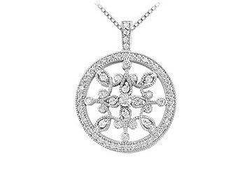 Diamond Floral Circle Pendant  14K White Gold - 0.66 CT Diamonds