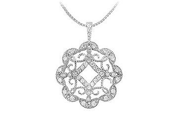 Diamond Floral Circle Pendant  14K White Gold - 0.50 CT Diamonds