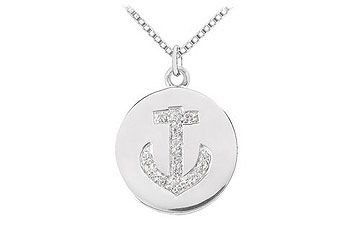 Diamond Disc Pendant  14K White Gold - 0.15 CT Diamonds