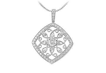 Diamond Floral Pendant  14K White Gold - 0.75 CT Diamonds