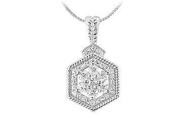 Diamond Geometric Design Pendant  14K White Gold - 0.66 CT Diamonds