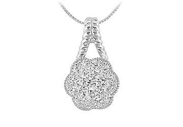 Diamond Flower Pendant  14K White Gold - 0.50 CT Diamonds
