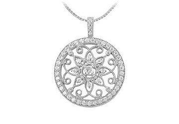 Diamond Circle Pendant  14K White Gold - 0.75 CT Diamonds