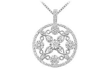 Diamond Circle Pendant  14K White Gold - 1.25 CT Diamonds