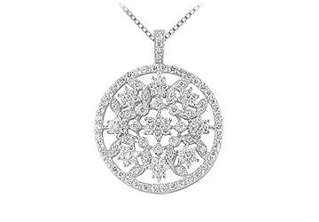 Diamond Circle Pendant  14K White Gold - 1.50 CT Diamonds