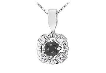 Black and White Diamond Pendant  14K White Gold - 0.50 CT Diamonds